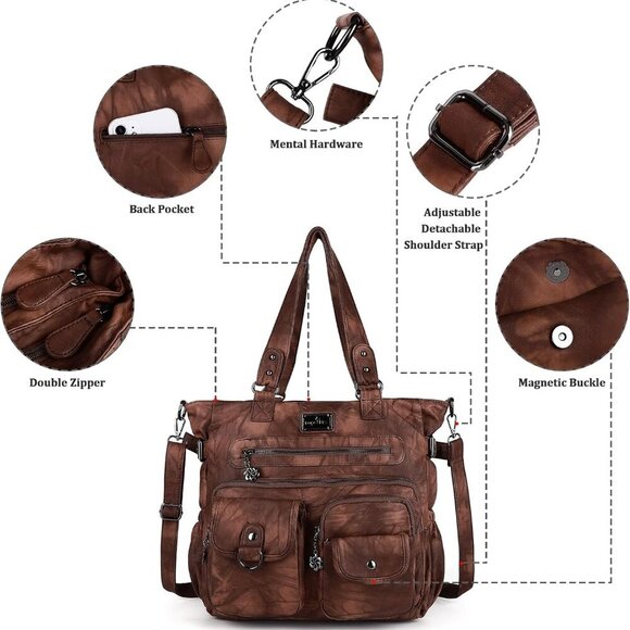 Purses and Handbag for Women Soft Leather Hobo Bags Satchel Shoulder Bags Ladies - Picture 5 of 7